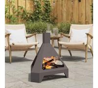 vidaxl Braciere triangolare moderno in acciaio nero - camino a legna resistente ed elegante per campeggio, patio, giardino
