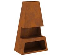 vidaXL Braciere a cono in acciaio resistente agli agenti atmosferici, finitura marrone in acciaio corten, fonte di calore per esterni, per giardino/patio, per 8 posti a sedere