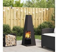 vidaXL Focolare con stoccaggio per legna nero 35 x 35 x 100 cm in acciaio