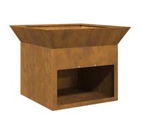 vidaXL Barbecue a fuoco cubico in acciaio corten 50x40 cm in oro metallizzato con finitura arrugginita per uso esterno Design portatile con gancio sospeso Stile industriale ideale per falò a legna in