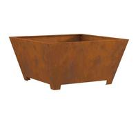 vidaXL Braciere in acciaio resistente agli agenti atmosferici, 80 x 80 x 40 cm, quadrato, per esterni, patio, giardino, resistente alla ruggine, in metallo marrone