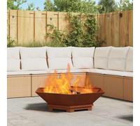 vidaxl Braciere da esterno in acciaio resistente agli agenti atmosferici - centrotavola esagonale a legna marrone 100 x 28 cm