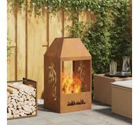 vidaXL Focolare Marrone 50 x 50 x 100 cm acciaio corten