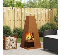 vidaXL Focolare Marrone 50 x 50 x 100 cm acciaio corten