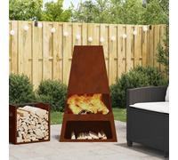 vidaXL Braciere a cono in acciaio resistente agli agenti atmosferici, finitura marrone in acciaio corten, fonte di calore per esterni, per giardino/patio, per 8 posti a sedere