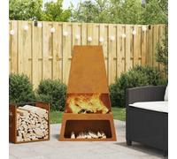 vidaXL Braciere a cono in acciaio resistente agli agenti atmosferici, finitura marrone in acciaio corten, fonte di calore per esterni, per giardino/patio, per 8 posti a sedere