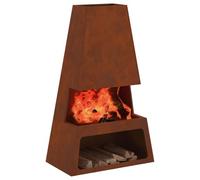 vidaXL Braciere a cono in acciaio resistente agli agenti atmosferici, finitura marrone in acciaio corten, fonte di calore per esterni, per giardino/patio, per 8 posti a sedere