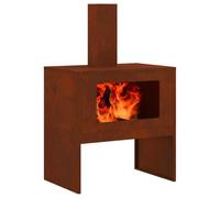 vidaXL Focolare Rettangolare a Legna in Acciaio Corten Invecchiato Marrone Soluzione di Riscaldamento all'aperto 60X40Cm per balconi patii raduni Giardini Metallo Resistente alla ruggine Industriale