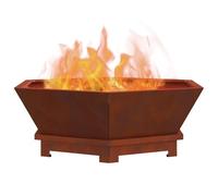 vidaXL Focolare Marrone 75 x 75 x 28 cm, Giardino e Terrazza, Braciere Moderno, Cottura All'aperto a Legna, Grill Portatile e Stile Nel Giardino