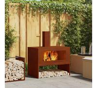 vidaXL Stufa da Focolare da Esterno in Acciaio Resistente al Tempo per Tronchi Grandi Riscaldamento Rustico Ideale per Patii e Campeggio a Legna Durevole in Metallo