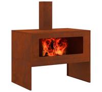 vidaXL Stufa da Focolare da Esterno in Acciaio Resistente al Tempo per Tronchi Grandi Riscaldamento Rustico Ideale per Patii e Campeggio a Legna Durevole in Metallo