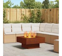 vidaXL Braciere quadrato in acciaio Corten, 80 x 40 cm, resistente alla ruggine, in metallo, per giardino e patio