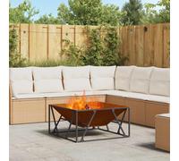 vidaxl Braciere rustico in acciaio resistente agli agenti atmosferici, stufa da giardino quadrata, 80 x 40 cm, resistente alle intemperie, colore marrone, facile da montare, decorazione per patio