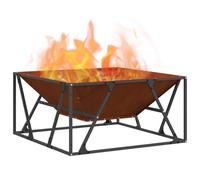 vidaxl Braciere rustico in acciaio resistente agli agenti atmosferici, stufa da giardino quadrata, 80 x 40 cm, resistente alle intemperie, colore marrone, facile da montare, decorazione per patio