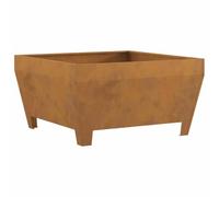 vidaXL Braciere rustico in acciaio corten, 80 x 43 cm, riscaldamento a legna per esterni, durevole e resistente alla ruggine, perfetto per balconi, riunioni, quadrato, resistente alle intemperie