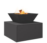 vidaXL Braciere da esterno in acciaio nero, quadrato, 50 x 50 x 40 cm, riscaldato a legno, design portatile, ideale per giardini e terrazze, resistente al calore, stile industriale, giardino cubico