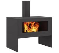 vidaXL Focolare con Camino Nero 80x50x96 cm Acciaio