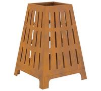 vidaXL Braciere in acciaio resistente agli agenti atmosferici, colore marrone, rustico, con vista a 360 gradi, braciere cilindrico stagionato per patii/giardini