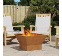 vidaXL Focolare quadrato marrone 60x60x35 cm in acciaio antiruggine