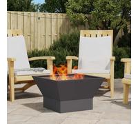 vidaXL Focolare Quadrato Nero 60x60x35 cm in Acciaio