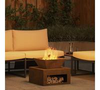 vidaXL Focolare 50 x 50 x 40 cm in Acciaio corten, Design Rustico, con Ruote e Riscaldamento a Legna. Perfetto per Uso Esterno, Camino cubico da Giardino, riscaldatore per Patio e Stufa Portatile.