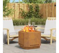 vidaXL Braciere in acciaio resistente agli agenti atmosferici, stile rustico, quadrato, 58 x 51 cm, per esterni, costruzione durevole e resistente alla ruggine, grande capacità di legna, perfetto per