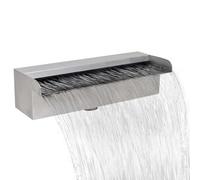 vidaXL Fontana a Cascata per Giardino Rettangolare con Raccordo Gioco d'Acqua Decorativo per Esterni Piscina Laghetto in Acciaio 30 cm