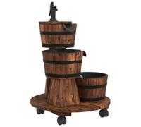 vidaXL Fontana Acqua con Pompa e Ruote 55x55x80cm Legno Massello Abete