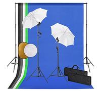 vidaXL Kit Studio Fotografico con Luci, Ombrelli, Fondale e Riflettore
