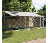 vidaXL Gabbia Cani con Tetto e Porte Grigia 4x2x2 m in Acciaio Zincato