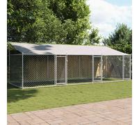 vidaXL Gabbia Cani con Tetto e Porte Grigia 6x2x2 m in Acciaio Zincato
