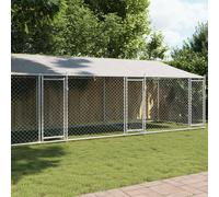 vidaXL Gabbia Cani con Tetto e Porte Grigia 8x2x2 m in Acciaio Zincato