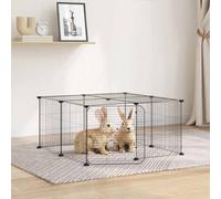 vidaXL Gabbia per Animali 12 Pannelli con Porta Nero 70x70x35 cm