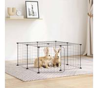 vidaXL Gabbia per Animali 12 Pannelli con Porta Nero 70x70x35 cm