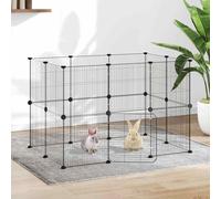 vidaXL Gabbia per Animali 20 Pannelli con Porta Nera 105x70x70 cm