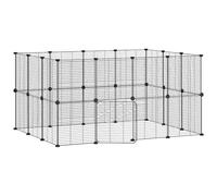 vidaXL Gabbia per Animali 28 Pannelli con Porta Nero 35x35 cm Acciaio