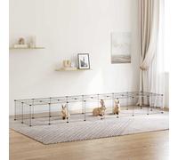 vidaXL Gabbia per Animali 36 Pannelli con Porta Nera 280x70x35 cm Acciaio