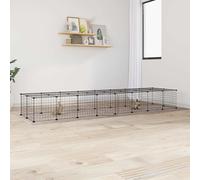 vidaXL Gabbia per Animali 36 Pannelli con Porta Nera 35x35 cm Acciaio