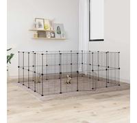 vidaXL Gabbia per Animali 36 Pannelli con Porta Nera 35x35 cm Acciaio