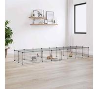 vidaXL Gabbia per Animali 36 Pannelli con Porta Nera 35x35 cm Acciaio