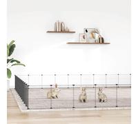 vidaXL Gabbia per Animali 44 Pannelli con Porta Nera 385x385x35 cm Acciaio