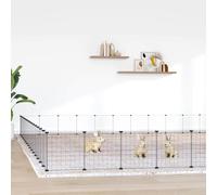 vidaXL Gabbia per Animali 60 Pannelli con Porta Nera 525x525x35 cm Acciaio