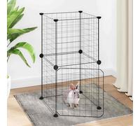 vidaXL Gabbia per Animali 8 Pannelli con Porta Nero 35x35x70cm Acciaio