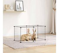 vidaXL Gabbia per Animali 8 Pannelli con Porta Nero 70x35x35 cm Acciaio