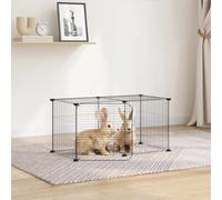 vidaXL Gabbia per Animali 8 Pannelli con Porta Nero 70x35x35 cm Acciaio