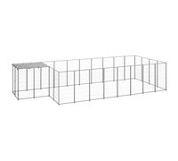 vidaXL Gabbia per Cani Argento 10,89 m² in Acciaio