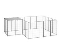 vidaXL Gabbia per Cani Argento 6,05 m² in Acciaio