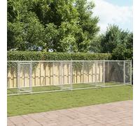 vidaXL Gabbia per Cani con Porte Grigia 10x2x1,5 m in Acciaio Zincato