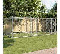 vidaXL Gabbia per Cani con Porte Grigia 4x2x1,5 m in Acciaio Zincato