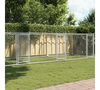 vidaXL Gabbia per Cani con Porte Grigia 8x2x1,5 m in Acciaio Zincato